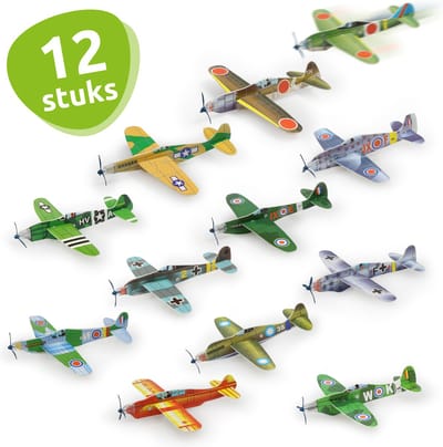 Isa's Friends® - Uitdeelcadeautjes Foam Vliegtuigjes - 12 stuks - Traktatie