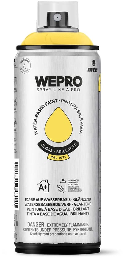 Spuitbus Ral 1021 Glans MTN WEPRO WATER-BASED PAINT 400ML