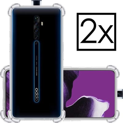 Hoesje - 2 Stuks - Geschikt voor OPPO Reno 2 - Sterk & Shockproof - Siliconen Case - Back Cover - Telefoon Hoes Shock Proof - Transparant