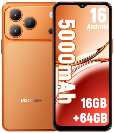 Blackview WAVE 7C Smartphone 4G - 16GB RAM - 64GB ROM - 6,56 inch - Android 16 Telefoon - 5000 mAh - Dual SIM - GPS - OTG - Oranje