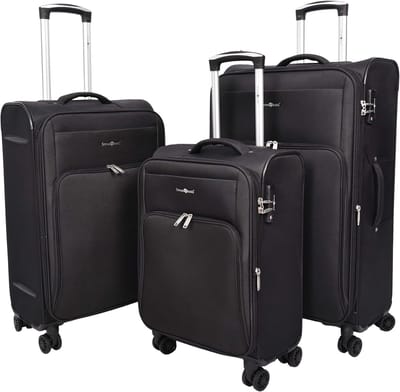 Reis Koffer Set - Zachte Trolley - Zakenreis Organiseren - Lichtgewicht Uitbreidbaar - 3 Delig 88L - Zwart