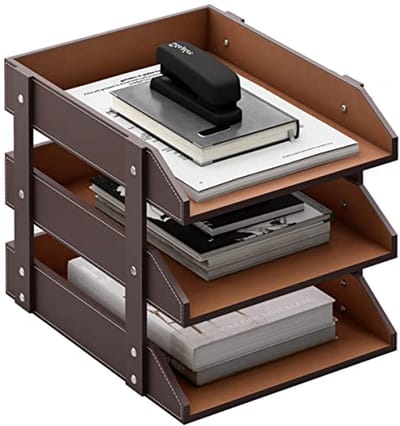 3 Laags Leren Document Organizer voor Bureau