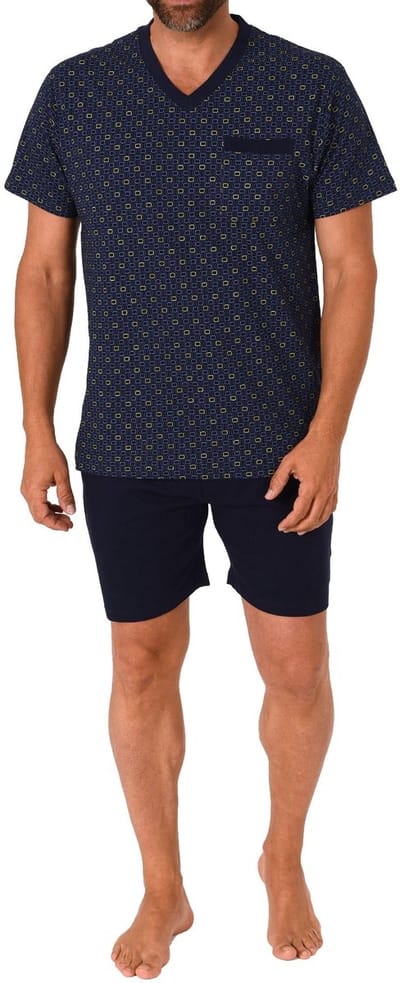 Elegante herenpyjama shorty met korte mouwen en V-hals - 212 105 90 544
