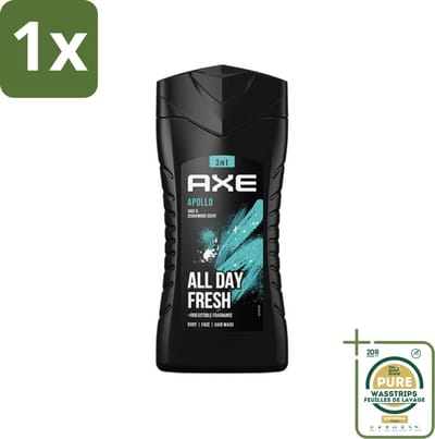 1 x Axe - 3-in-1 Douchegel - Apollo - Sage & Cedarwood - 250 ml- Douchegel - Mannelijke Geur - 3-in-1 - Lichaam En Gezicht - Gezicht En Haar