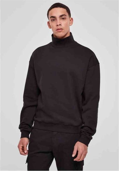 Urban Classics - High Rib Neck Crew Sweater/trui - 3XL - Zwart