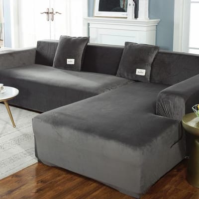 Elastische bankhoezen Chaise Longue voor woonkamer Fluwelen hoekfauteuil Elastische kussenbank Meubels 3-zits hoes 3seats 190-230cm-1pc