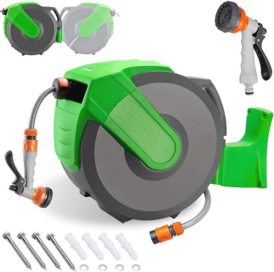 Automatische Tuinslanghaspel 30m met Handdouche en 7 Functies - 180° Draaibaar