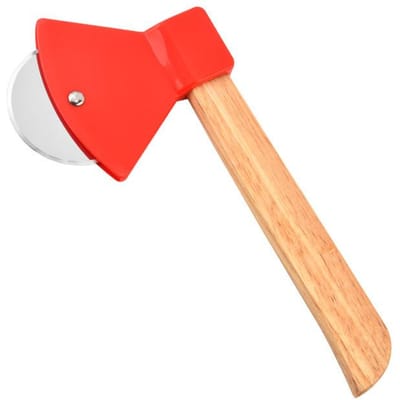 Roestvrij staal bamboe handvat bijl Pizza mes, enkelwiel pizza mes, plastic koekjesmes, bakgereedschap, handheld huis red
