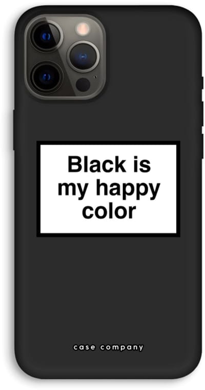 Case Company® - Hoesje geschikt voor iPhone 12 Pro Max hoesje - Black is my happy color - Biologisch Afbreekbaar Telefoonhoesje - Bescherming alle Kanten en Schermrand