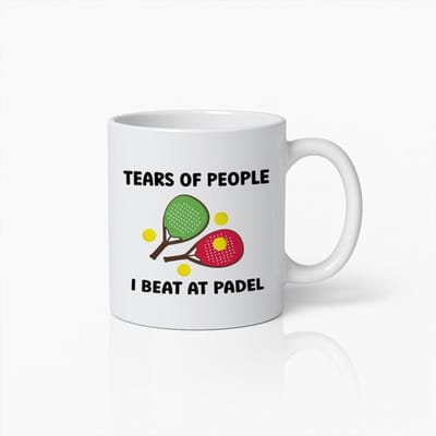 Grappige Padel Mok 330 ml – “Tears of People I Beat at Padel” Koffiemok – Humoristisch Sport Cadeau voor Padelspelers