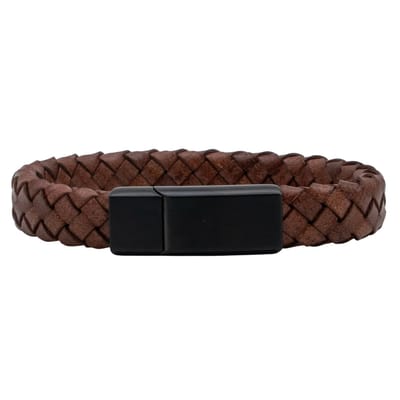 Marama - Herenarmband Olaf Bruin - Sluiting Metaal Zwart - The Nordic Collection - RVS - leer - magneetsluiting - robuuste armband mannen - luxe geschenkverpakking
