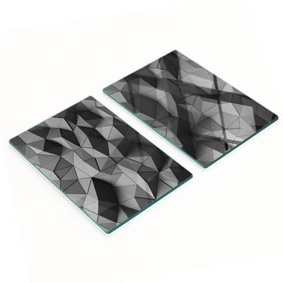 Set van gehard glazen keukenplanken met 3D-afbeeldingen, 2x40x52 cm