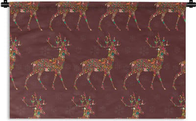 Wandkleed - Wanddoek - Hert - Patronen - Kleuren - 90x60 cm - Wandtapijt
