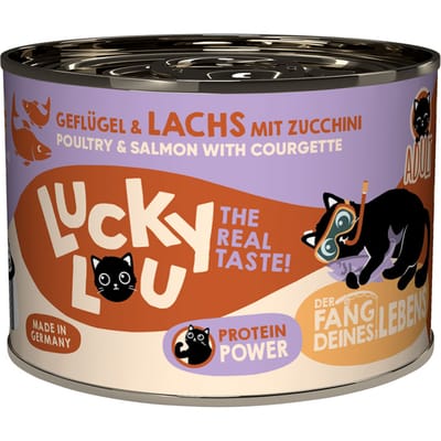 6x200g Lucky Lou Adult Gevogelte & Zalm nat kattenvoer