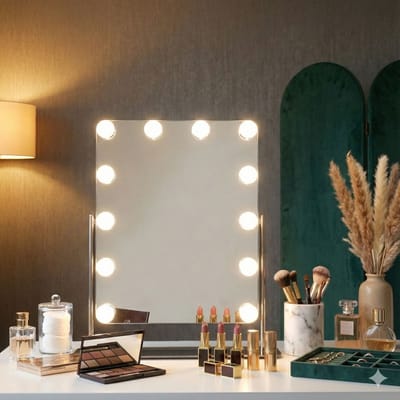FlinQ Hollywood Spiegel - Make up Spiegel met Verlichting - 12 LED lampen met Dimbaar Licht - Visagie Spiegel - Holywood Mirror - RVS