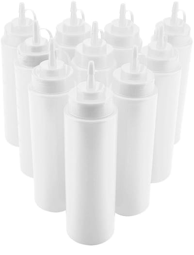 Dailygoods- Kruiderij Fles 720 ml - Plastic Kruiderij Dispenser - Squeeze Fles - Afneembaar Deksel - Smal Mondstuk - Duurzaam PE-Materiaal - Sauzenfles
