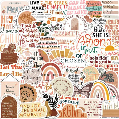 50x Quote stickers religieus - Journal stickers bijbel - Geloof stickers - Voor laptop, bullet journal en versiering - Jonyx