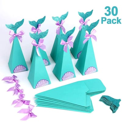 Dailygoods- Geschenkdozen met Deksel - Zeemeermin Thema - DIY Ambachten - Feestartikelen - Vulgeschenken - Snoep/Speelgoed - Glitter Tag - Feestdozen