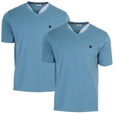 2-Pack Donnay - T-shirt (Berno) - Sportshirt - V-hals shirt - Heren - Light Denim blue (345) - maat S