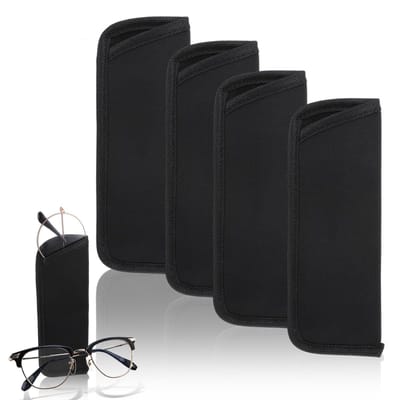 Dailygoods- Brillenzakje 4 stuks - Brillenhoes - Brillenetui - Zonnebril Tas - Opbergdoos - Zacht EVA + Gebreide Stof - 15,5 × 6 cm - Brillenkoker
