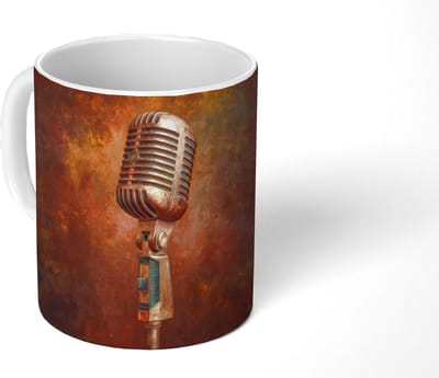 Mok - Koffiemok - Microfoon - Bruin - Klassiek - Mokken - 350 ML - Beker - Koffiemokken - Theemok
