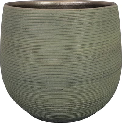Ter Steege Steege Plantenpot - keramiek - donkergroen - stripes - D36xH32 cm