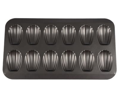 TOVBMUP Bakplaat - Cakevorm - Madeleine bakvorm - Geschikt voor 12 schelpvormige cakejes of madeleines - 39,9 x 22,8 cm - Grijs