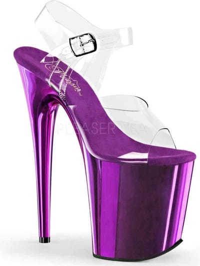 Pleaser - FLAMINGO808 Sandaal met enkelband, Paaldans schoenen - Paaldans schoenen - 42 Shoes - Paars/Transparant