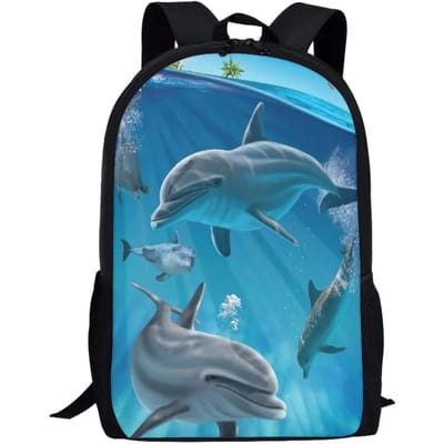 Blauwe Dolfijn Dames Rugzak Heren Schoudertassen 3D Dierlijke Print Kinder Schooltassen Meisjes Jongens Rugzak Terug naar School Mochila