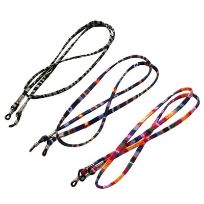 3-delige brillenkoord set – etnisch brillenkoord voor zonnebril en leesbril – zwart, blauw en multicolor