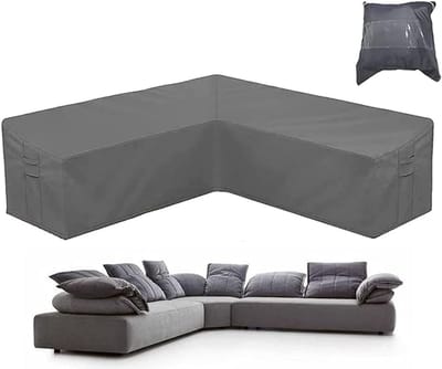 Sectionele Bankhoes - Tuinstoelhoes L-bank - Meubels Beschermen - Waterdicht 420D Oxford - Diverse Maten - Grijs