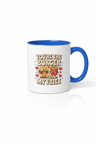 Mok You're The Burger To My Fries - Uniek Burger & Friet Liefdes Cadeau | Valentijn & Vriendschap Beker