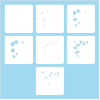 Nellie Snellen Stencils for Magnetic Colouring Set MSTS001 Layered Combistencil Set Flower Corner-1 7stuks