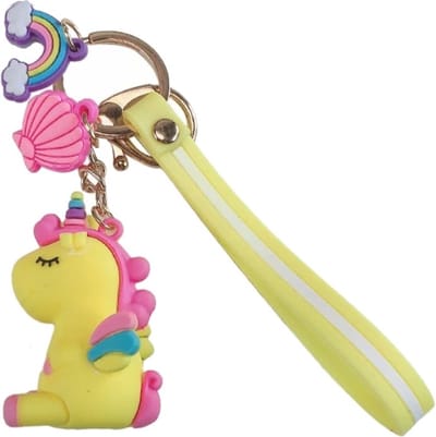 Fako Bijoux - Sleutelhanger Eenhoorn / Unicorn - Siliconen - Geel