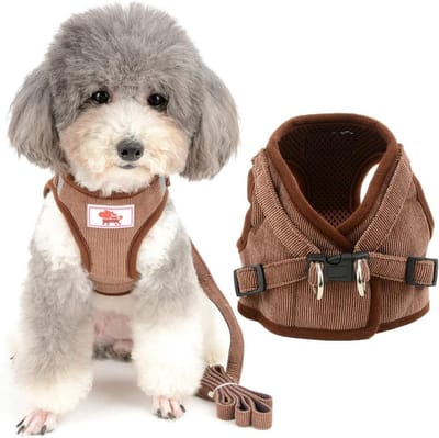 Zacht Corduroy Hondentuigje met Riem voor Kleine Honden en Puppy's – Verstelbaar en Reflecterend