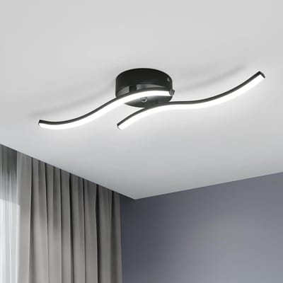 LED-plafondlamp, 12W 1300LM moderne plafondlamp van acryl, 6500K koelwit licht, kroonluchter voor binnen, zwarte plafondlamp voor slaapkamer, woonkamer, keuken
