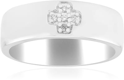Cavill - Zilveren Ring - 925 Sterling Zilver Gerhodineerd - 5x I1 G Diamanten 0 028 ct - Ronde Briljant Pave Zetting - Elegant & Duurzaam 19x19 mm