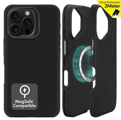 My Style Hoesje geschikt voor Apple iPhone 16 Pro Max MagSafe Telefoonhoesje Hardcase | My Style Magsafe Tough Backcover Shockproof | Geschikt voor MagSafe | Geschikt voor Draadloos Opladen met Magnetische Ring | Geschikt voor MagSafe Case - Zwart