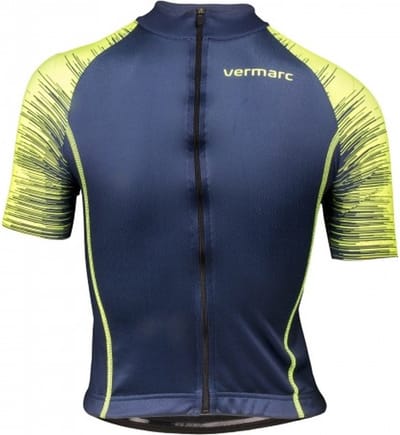 Vermarc seiso sp.l aero kids fietsshirt marine blauw fluo geel Maat 128
