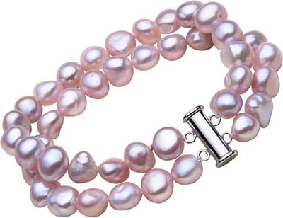 Zoetwater parel armband Frederique P - echte parels - handgeknoopt - roze - zilver - luxe sieraden zakje - parel armband dames - roze parel armband - zoetwaterparel
