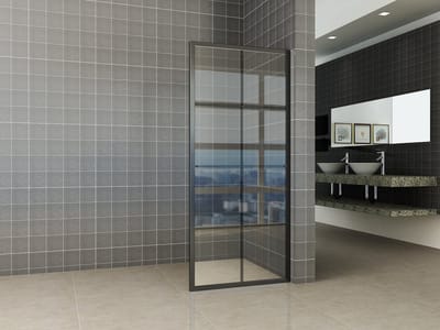 Wiesbaden Maaz inloopdouche met raster en handdoekhouder 900 x 2000 x 10 mm helder glas/mat zwart