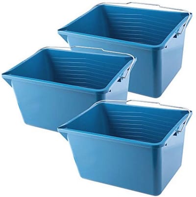Vierkante Schilderemmer van Kunststof met Metalen Handvat - 12L - Set van 3
