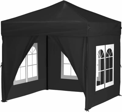 Partytent Paviljoen - Feesttent Tuinpaviljoen - Feestelijke Bijeenkomst - Opvouwbaar Met Zijwanden - 197 x 197 cm - Zwart