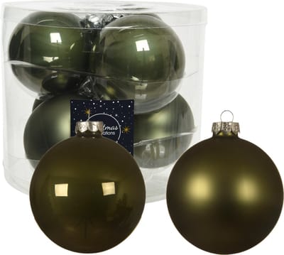 Decoris kerstballen - 12x st - mosgroen - D10 cm - glas - kerstversiering
