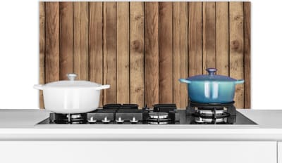 Spatscherm keuken 100x50 cm - Kookplaat achterwand Hout - Brocante - Patronen - Muurbeschermer - Spatwand fornuis - Hoogwaardig aluminium