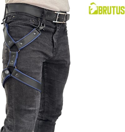 BRUTUS Leather Leg Harness Black-Blue