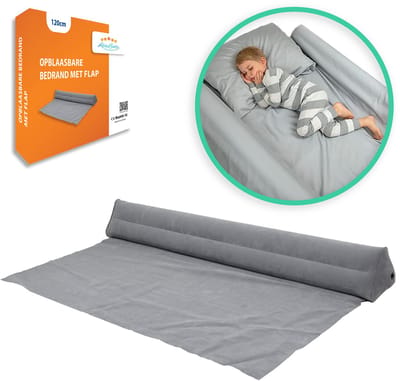 Opblaasbare Bedrand met Flap - 120CM - Bedhekje - Uitvalbescherming voor Peuters en Kinderen - Bedrail en Bedbeschermer - Bedrail - Kinderen - Peuter - Baby - Safety - Bedbeveiliging Beschermer