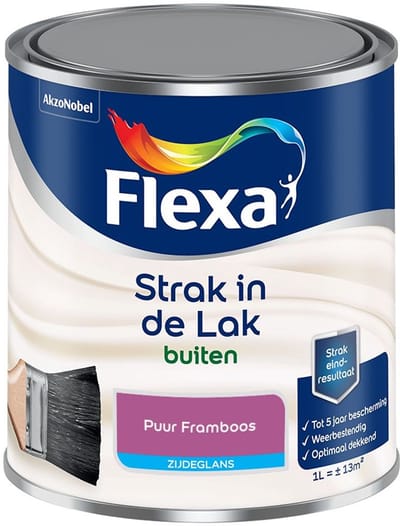 Flexa - Strak In De Lak Buitenlak Zijdeglans - Puur Framboos - Mengverf - 1 L