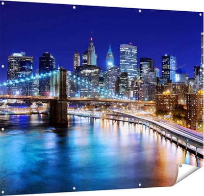 Gards Tuinposter Skyline New York in het Centrum - 150x120 cm - Tuindoek - Tuindecoratie - Wanddecoratie buiten - Tuinschilderij