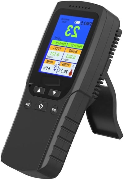Luchtkwaliteitsmonitor - Deeltjesteller Detector - Milieu Meten - Hoge Precisie - 149x69x22MM - Zwart